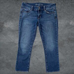 American Eagle Women's Artist Crop Jeans Blue Stretch Size 8 Regular